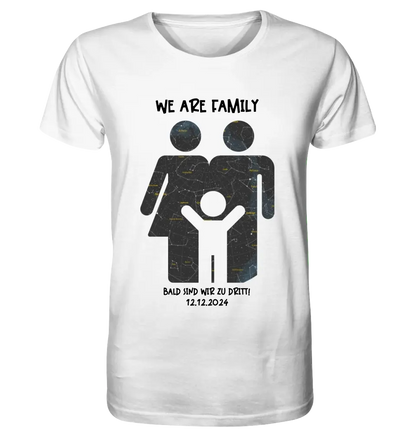 Echte Sternenkarte + Text • Kleine Familie • werdende Eltern • Unisex Premium T-Shirt XS-5XL aus Bio-Baumwolle für Damen & Herren • Exklusivdesign • personalisiert