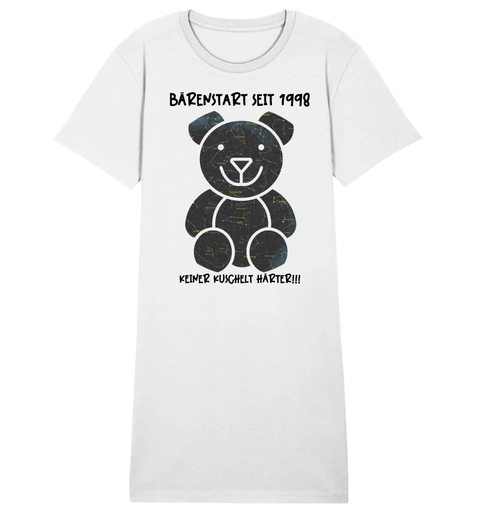 Echte Sternenkarte als Teddybär + Text • Ladies Premium T-Shirt Kleid aus Bio-Baumwolle S-2XL • Exklusivdesign • personalisiert