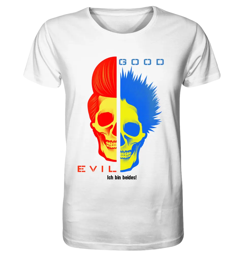 GOOD´N´EVIL - RED-BLUE • Unisex Premium T-Shirt XS-5XL aus Bio-Baumwolle für Damen & Herren • Exklusivdesign • personalisiert