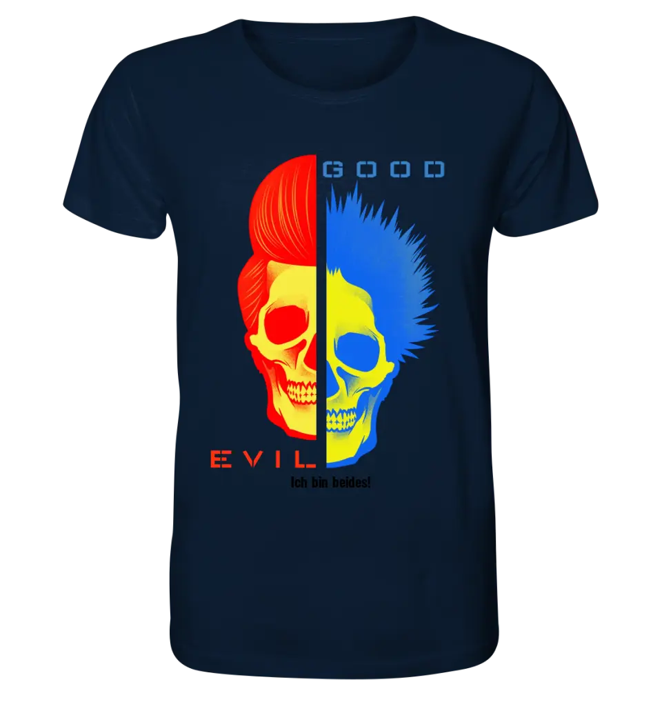 GOOD´N´EVIL - RED-BLUE • Unisex Premium T-Shirt XS-5XL aus Bio-Baumwolle für Damen & Herren • Exklusivdesign • personalisiert