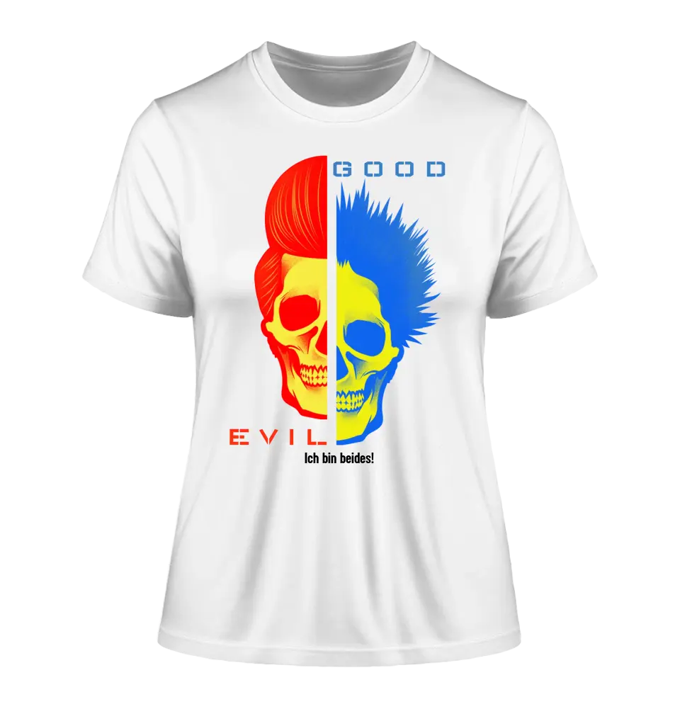 GOOD´N´EVIL - RED-BLUE • Ladies Premium T-Shirt XS-2XL aus Bio-Baumwolle für Damen • Exklusivdesign • personalisiert