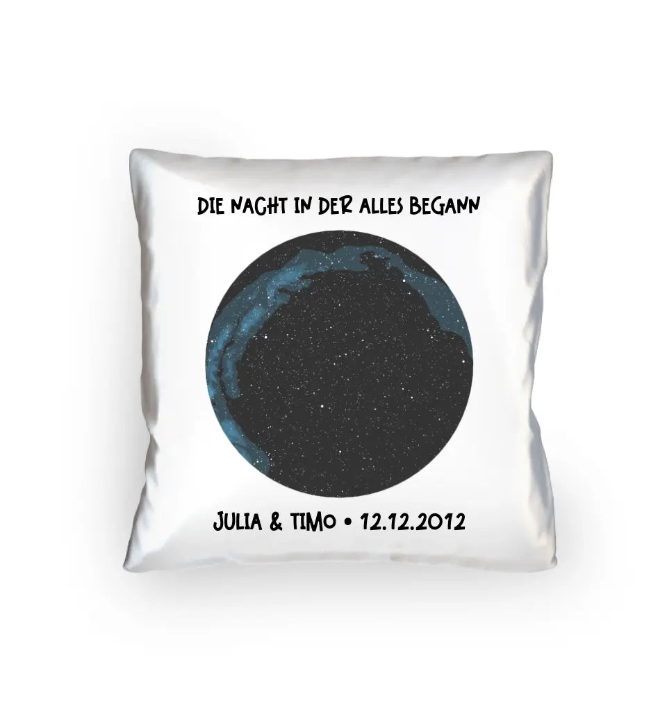 Real star map with place/time and your text • Cushion 40x40 cm • personalized