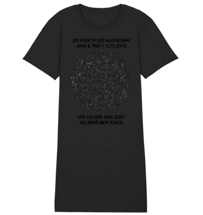 Real star map with place/time and your text • Ladies Premium T-Shirt Dress made of organic cotton S-2XL • Exclusive design • personalized