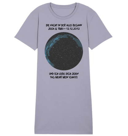 Real star map with place/time and your text • Ladies Premium T-Shirt Dress made of organic cotton S-2XL • Exclusive design • personalized