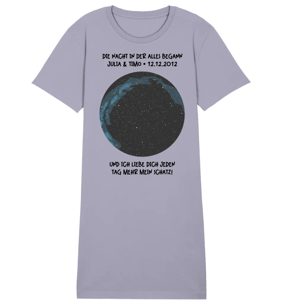 Real star map with place/time and your text • Ladies Premium T-Shirt Dress made of organic cotton S-2XL • Exclusive design • personalized