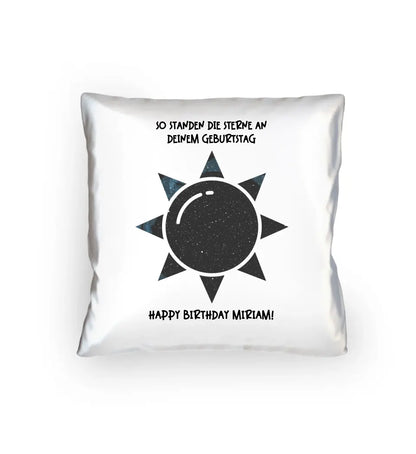 Real star map in sun shape with place/time and your text • Cushion 40x40 cm • personalized