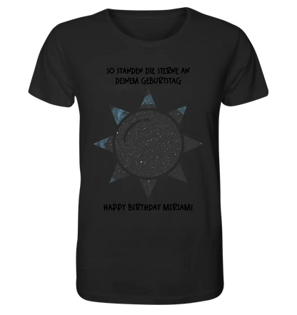 Echte Sternenkarte in Sonnenform mit Ort/Zeit und deinem Text • Unisex Premium T-Shirt XS-5XL aus Bio-Baumwolle für Damen & Herren • Exklusivdesign • personalisiert