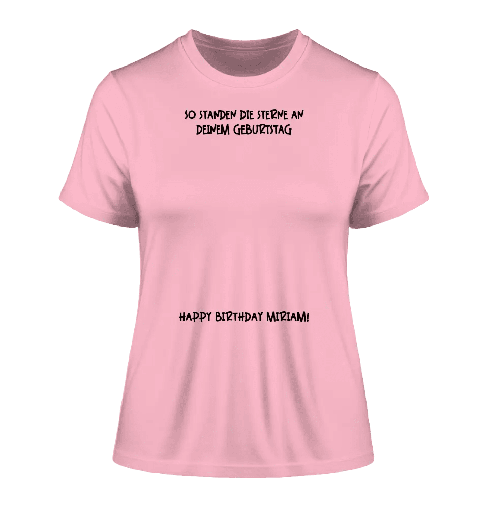 Echte Sternenkarte in Sonnenform mit Ort/Zeit und deinem Text • Ladies Premium T-Shirt XS-2XL aus Bio-Baumwolle für Damen • Exklusivdesign • personalisiert