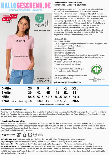 Echte Sternkarte als Löwe + Text • Ladies Premium T-Shirt XS-2XL aus Bio-Baumwolle für Damen • Exklusivdesign • personalisiert