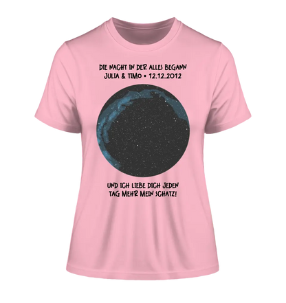 Real star map with location/time and your text • Ladies Premium T-Shirt XS-2XL made of organic cotton for women • Exclusive design • personalized