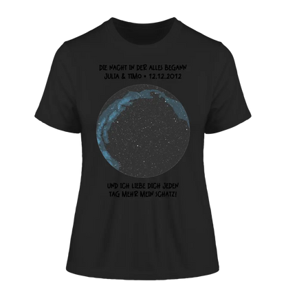 Real star map with location/time and your text • Ladies Premium T-Shirt XS-2XL made of organic cotton for women • Exclusive design • personalized