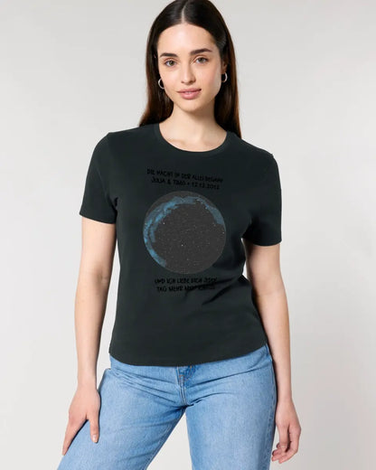 Real star map with location/time and your text • Ladies Premium T-Shirt XS-2XL made of organic cotton for women • Exclusive design • personalized