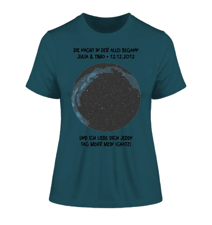 Real star map with location/time and your text • Ladies Premium T-Shirt XS-2XL made of organic cotton for women • Exclusive design • personalized