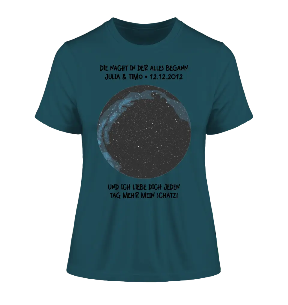 Real star map with location/time and your text • Ladies Premium T-Shirt XS-2XL made of organic cotton for women • Exclusive design • personalized