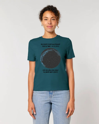 Real star map with location/time and your text • Ladies Premium T-Shirt XS-2XL made of organic cotton for women • Exclusive design • personalized