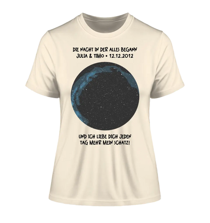 Real star map with location/time and your text • Ladies Premium T-Shirt XS-2XL made of organic cotton for women • Exclusive design • personalized