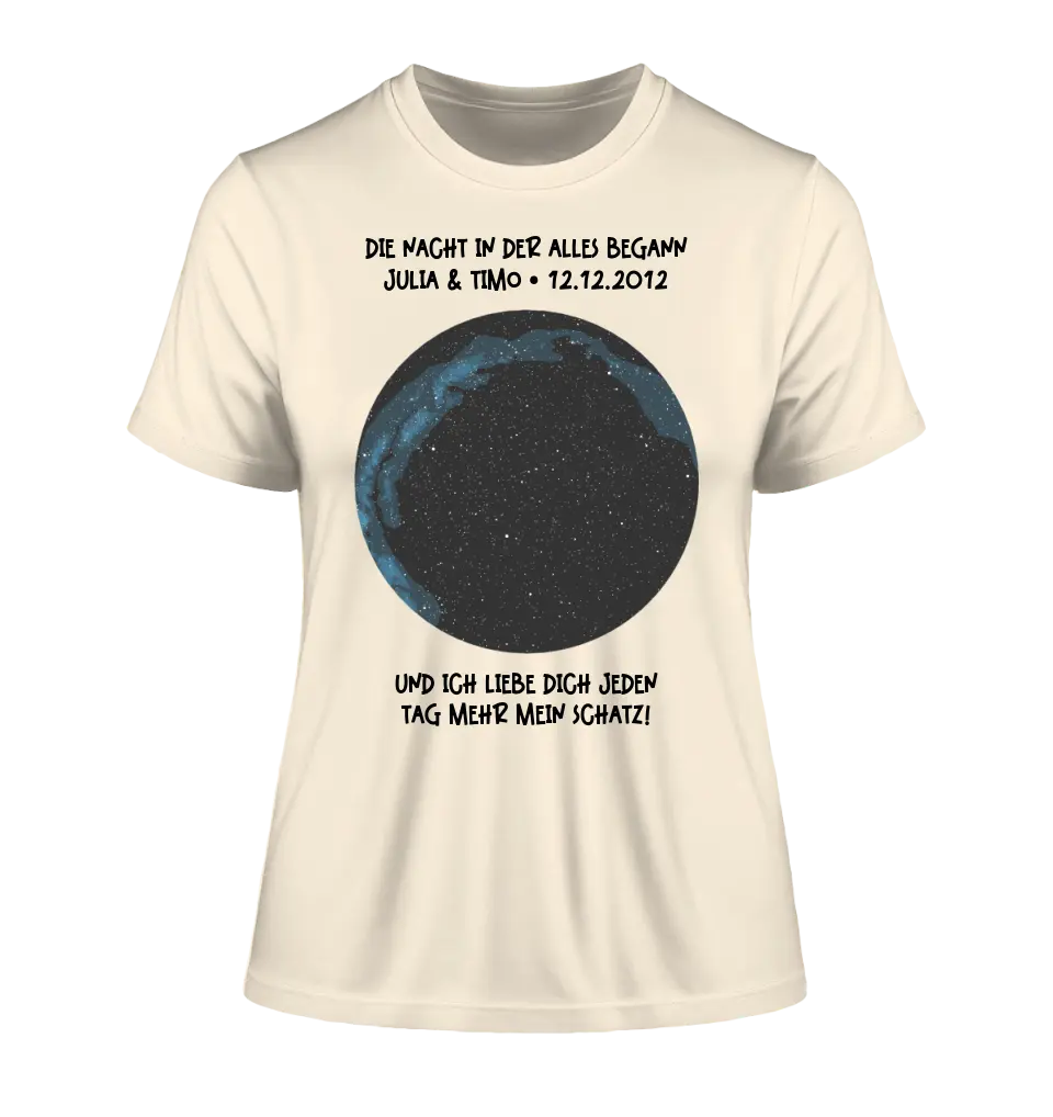 Real star map with location/time and your text • Ladies Premium T-Shirt XS-2XL made of organic cotton for women • Exclusive design • personalized