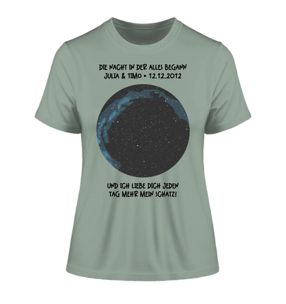 Real star map with location/time and your text • Ladies Premium T-Shirt XS-2XL made of organic cotton for women • Exclusive design • personalized