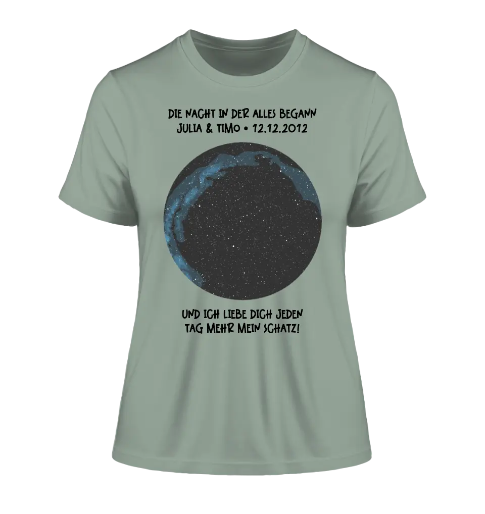 Real star map with location/time and your text • Ladies Premium T-Shirt XS-2XL made of organic cotton for women • Exclusive design • personalized