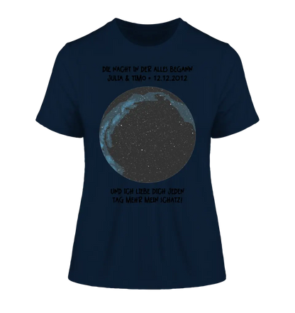 Real star map with location/time and your text • Ladies Premium T-Shirt XS-2XL made of organic cotton for women • Exclusive design • personalized