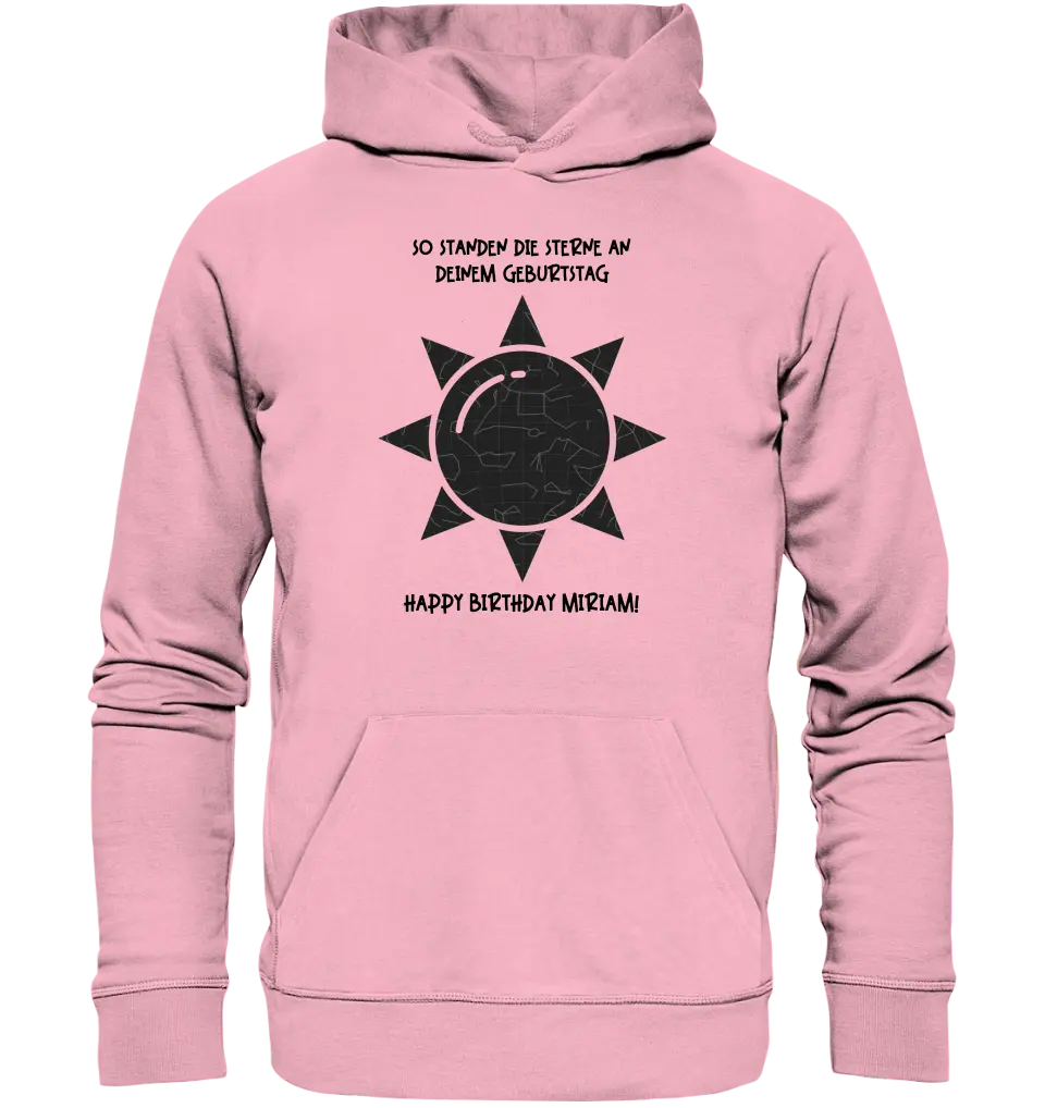 Echte Sternenkarte in Sonnenform mit Ort/Zeit und deinem Text • Unisex Premium Hoodie XS-5XL aus Bio-Baumwolle für Damen & Herren • Exklusivdesign • personalisiert