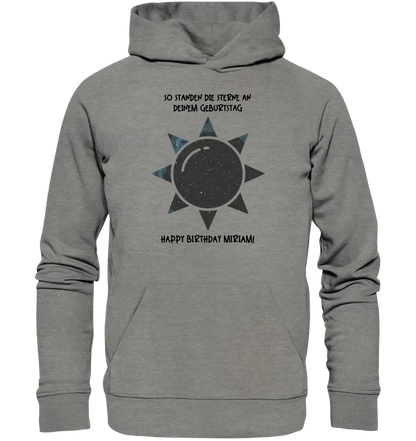 Echte Sternenkarte in Sonnenform mit Ort/Zeit und deinem Text • Unisex Premium Hoodie XS-5XL aus Bio-Baumwolle für Damen & Herren • Exklusivdesign • personalisiert