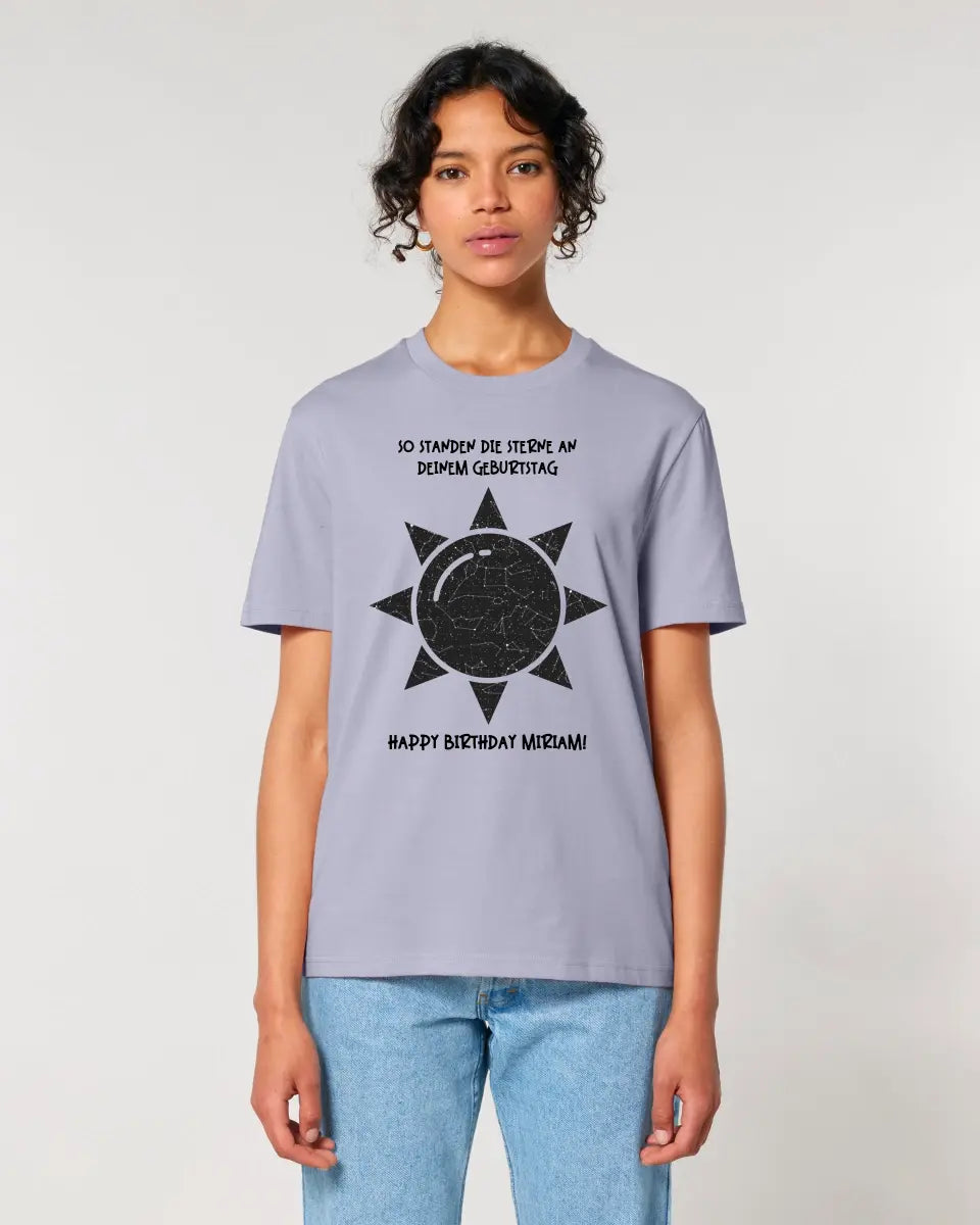 Real star map in sun shape with place/time and your text • Unisex premium T-shirt XS-5XL made of organic cotton for women &amp; men • Exclusive design • personalized