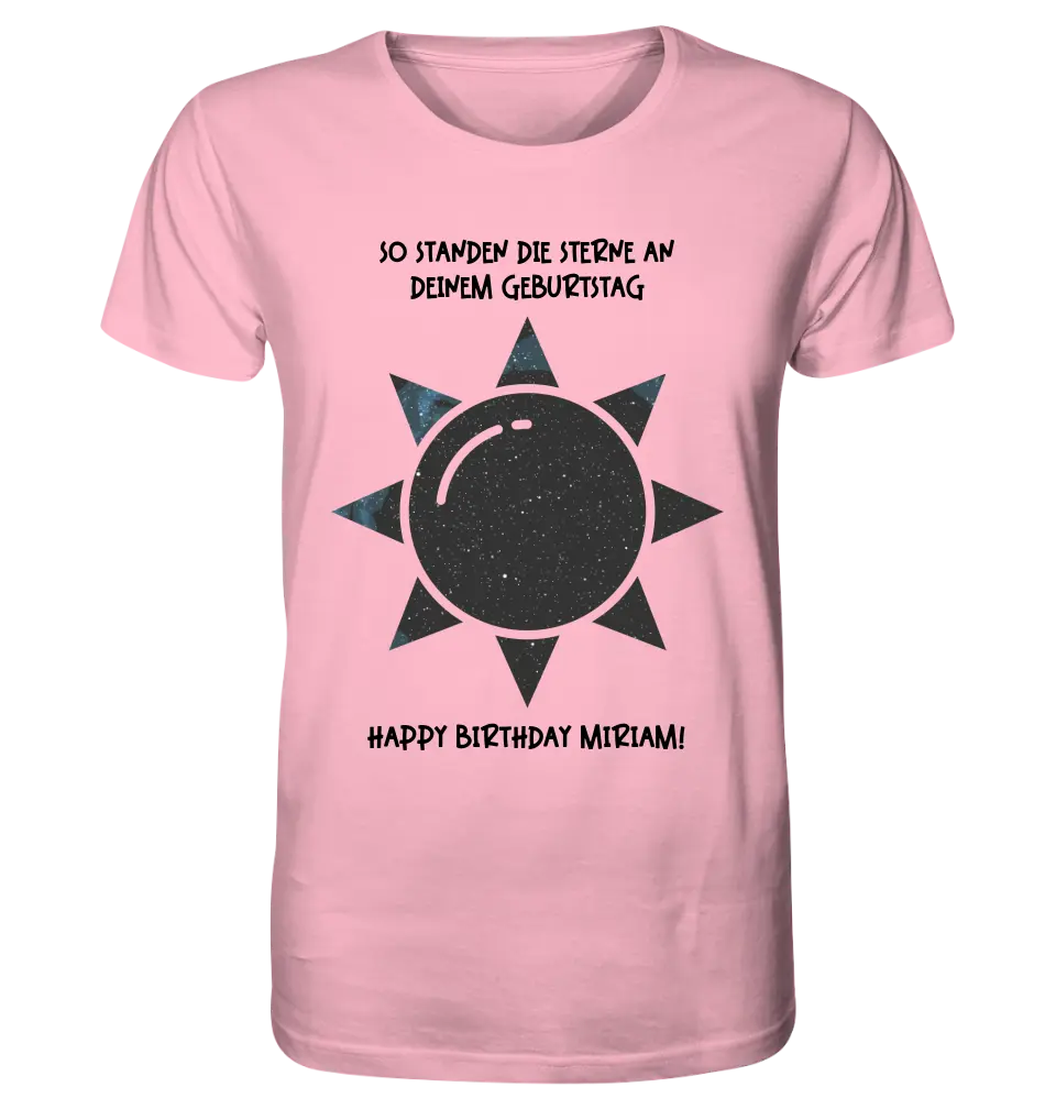 Real star map in sun shape with place/time and your text • Unisex premium T-shirt XS-5XL made of organic cotton for women &amp; men • Exclusive design • personalized