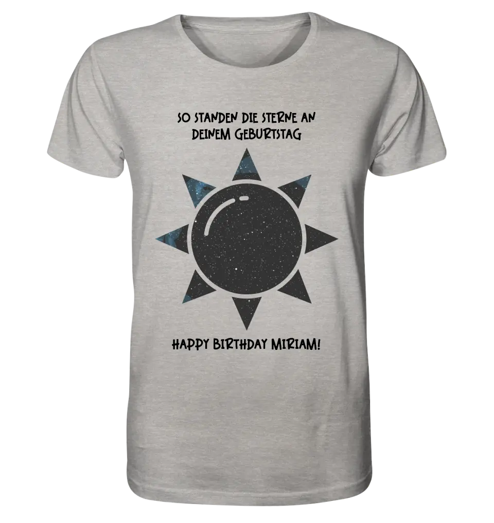 Real star map in sun shape with place/time and your text • Unisex premium T-shirt XS-5XL made of organic cotton for women &amp; men • Exclusive design • personalized