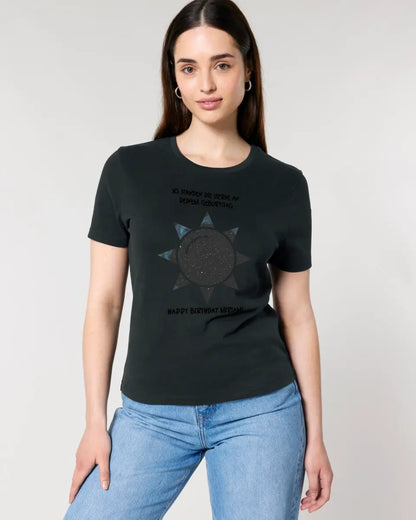 Real star map in sun shape with place/time and your text • Ladies Premium T-Shirt XS-2XL made of organic cotton for women • Exclusive design • personalized