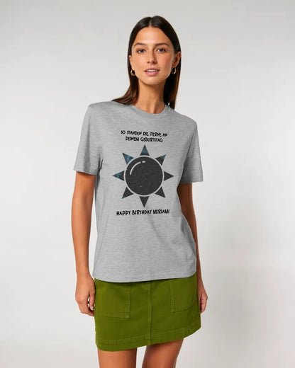 Echte Sternenkarte in Sonnenform mit Ort/Zeit und deinem Text • Unisex Premium T-Shirt XS-5XL aus Bio-Baumwolle für Damen & Herren • Exklusivdesign • personalisiert