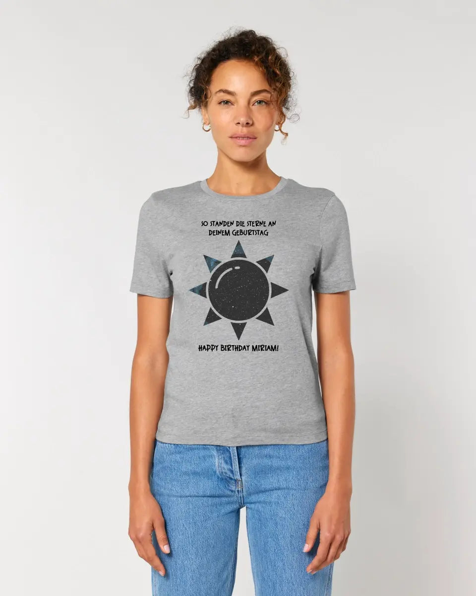 Real star map in sun shape with place/time and your text • Ladies Premium T-Shirt XS-2XL made of organic cotton for women • Exclusive design • personalized