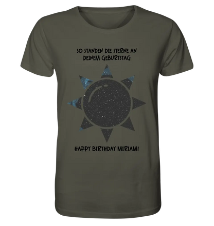 Real star map in sun shape with place/time and your text • Unisex premium T-shirt XS-5XL made of organic cotton for women &amp; men • Exclusive design • personalized