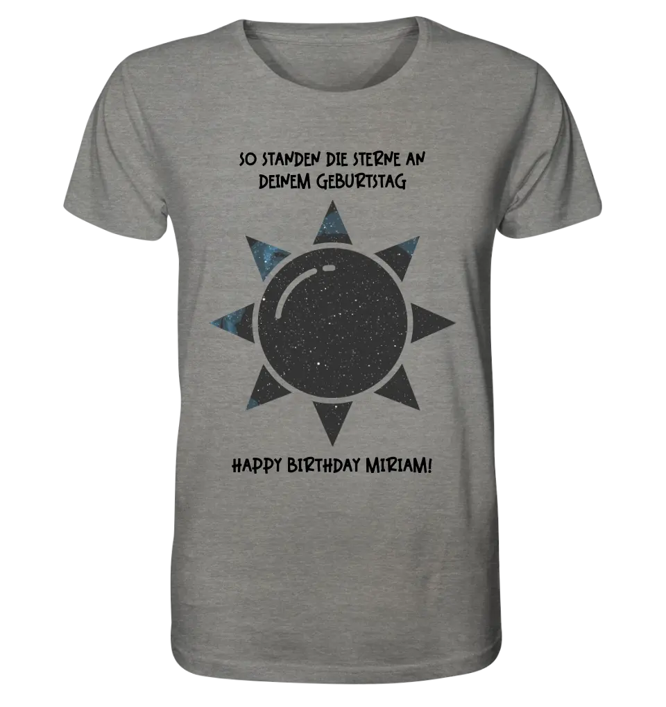 Real star map in sun shape with place/time and your text • Unisex premium T-shirt XS-5XL made of organic cotton for women &amp; men • Exclusive design • personalized