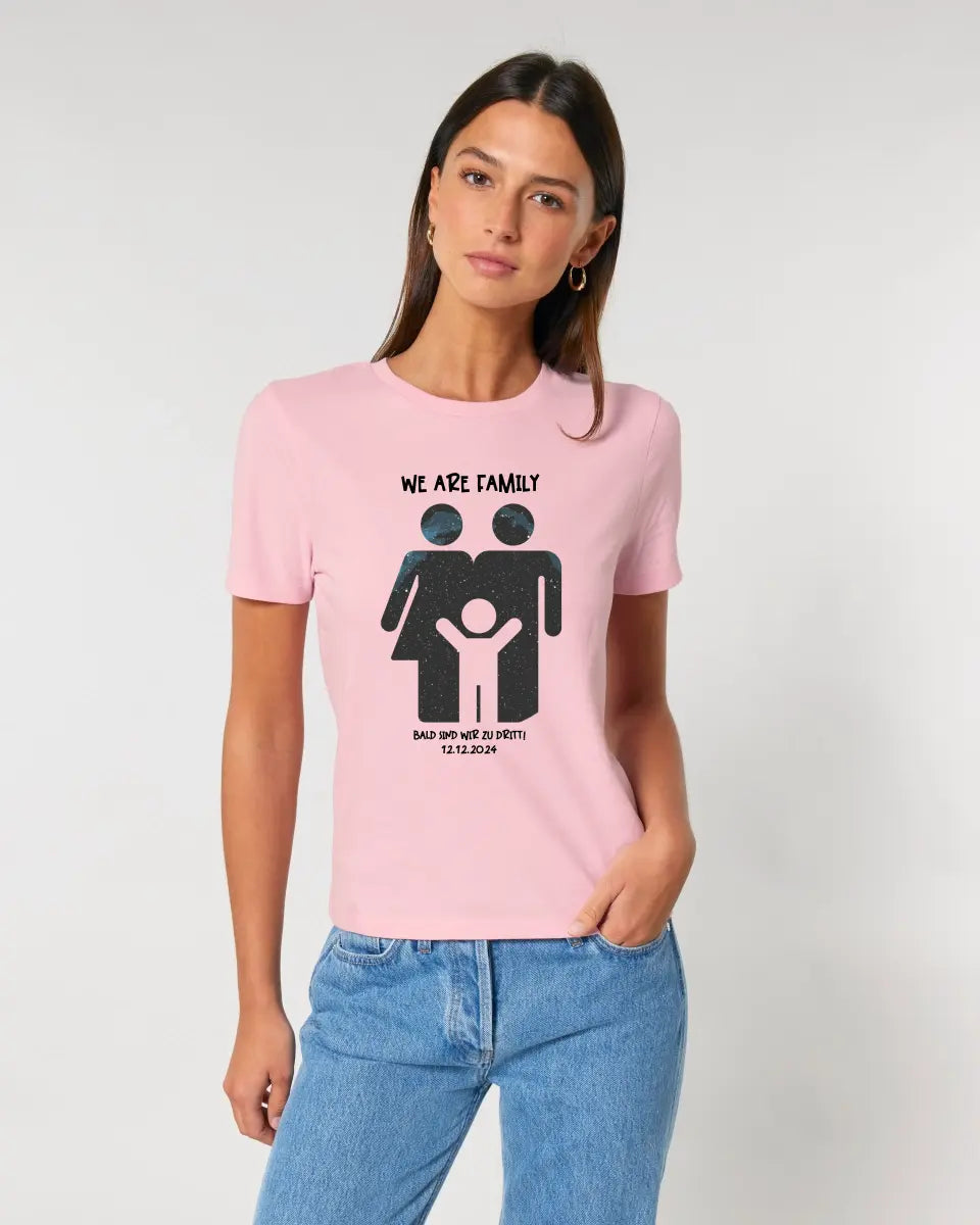 Echte Sternenkarte + Text • Kleine Familie • werdende Eltern • Ladies Premium T-Shirt XS-2XL aus Bio-Baumwolle für Damen • Exklusivdesign • personalisiert