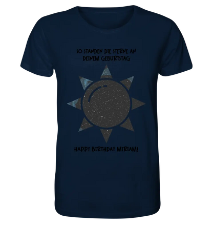 Real star map in sun shape with place/time and your text • Unisex premium T-shirt XS-5XL made of organic cotton for women &amp; men • Exclusive design • personalized