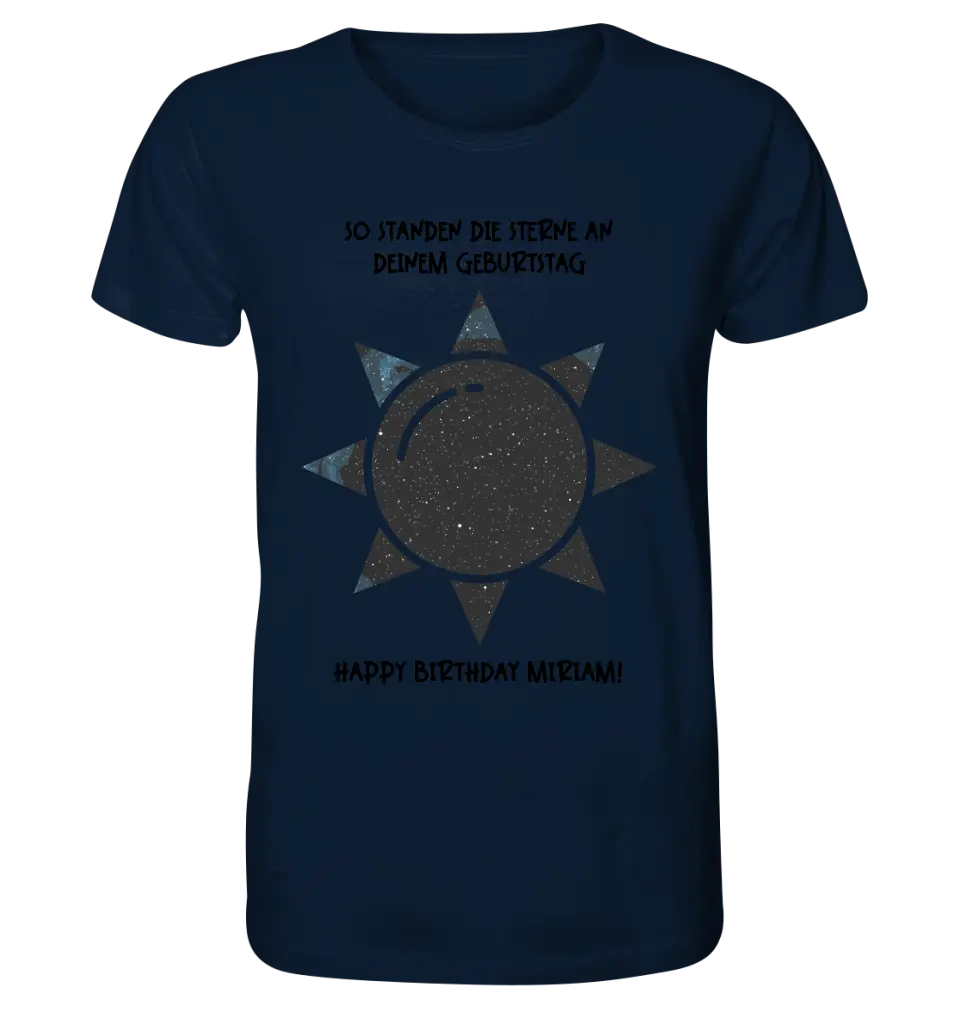 Real star map in sun shape with place/time and your text • Unisex premium T-shirt XS-5XL made of organic cotton for women &amp; men • Exclusive design • personalized