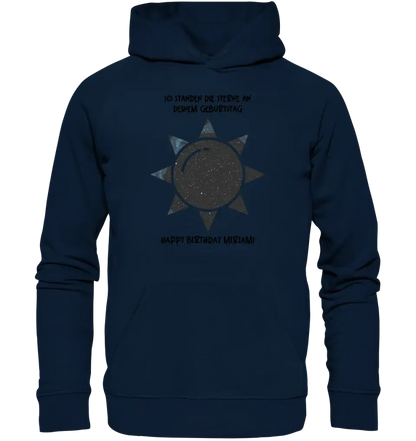 Echte Sternenkarte in Sonnenform mit Ort/Zeit und deinem Text • Unisex Premium Hoodie XS-5XL aus Bio-Baumwolle für Damen & Herren • Exklusivdesign • personalisiert