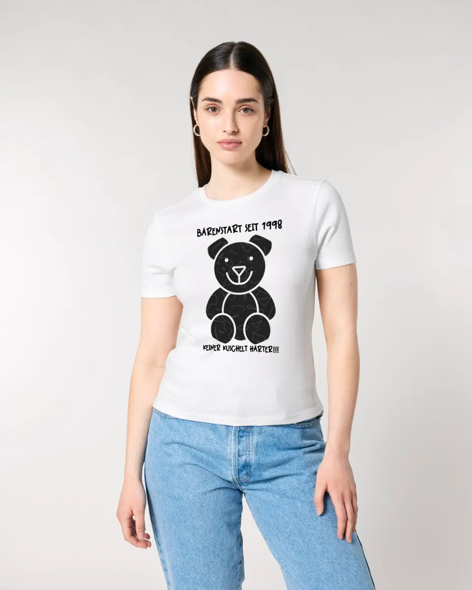 Echte Sternenkarte als Teddybär + Text • Ladies Premium T-Shirt XS-2XL aus Bio-Baumwolle für Damen • Exklusivdesign • personalisiert