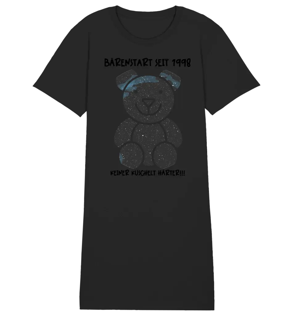 Echte Sternenkarte als Teddybär + Text • Ladies Premium T-Shirt Kleid aus Bio-Baumwolle S-2XL • Exklusivdesign • personalisiert