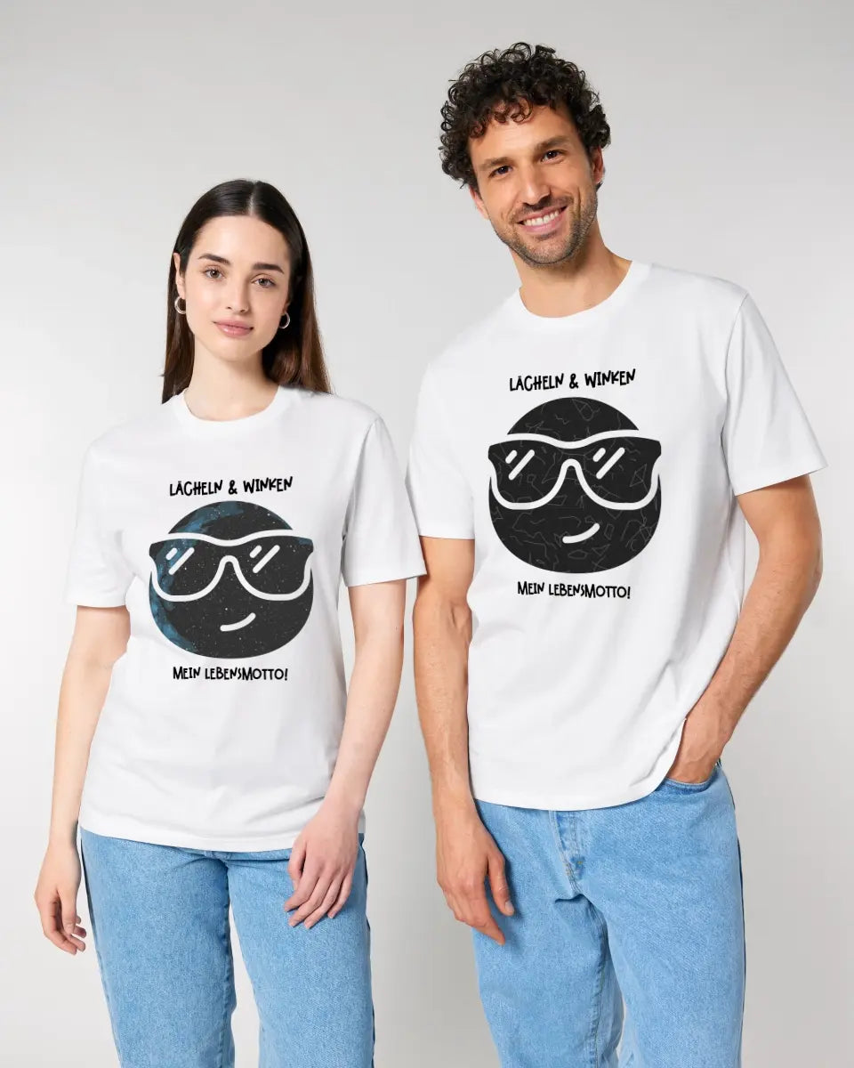 Echte Sternkarte als Emoticon mit Sonnenbrille + Text • Unisex Premium T-Shirt XS-5XL aus Bio-Baumwolle für Damen & Herren • Exklusivdesign • personalisiert