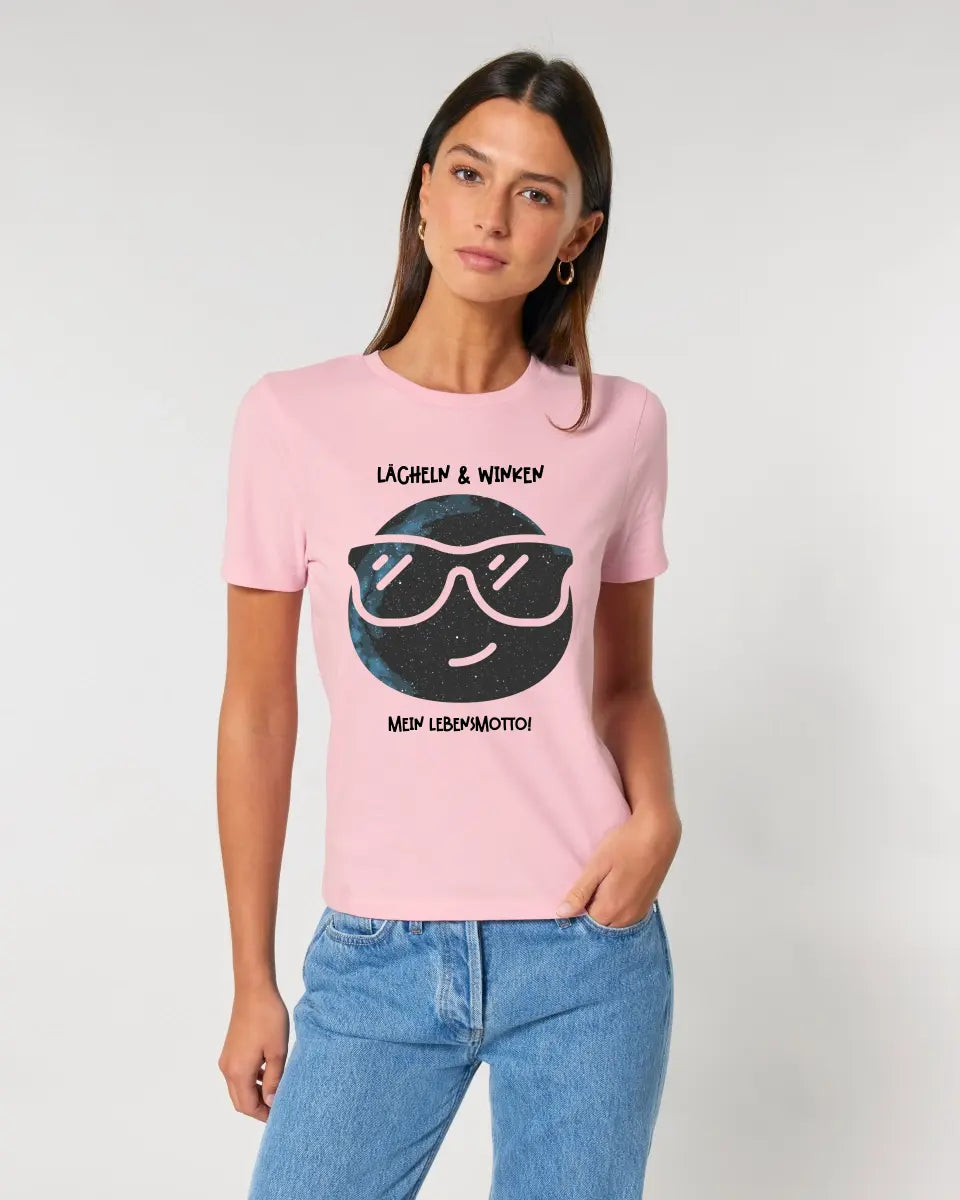 Real star map as emoticon with sunglasses + text • Ladies Premium T-Shirt XS-2XL made of organic cotton for women • Exclusive design • personalized