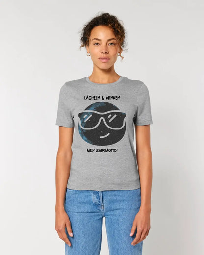 Real star map as emoticon with sunglasses + text • Ladies Premium T-Shirt XS-2XL made of organic cotton for women • Exclusive design • personalized