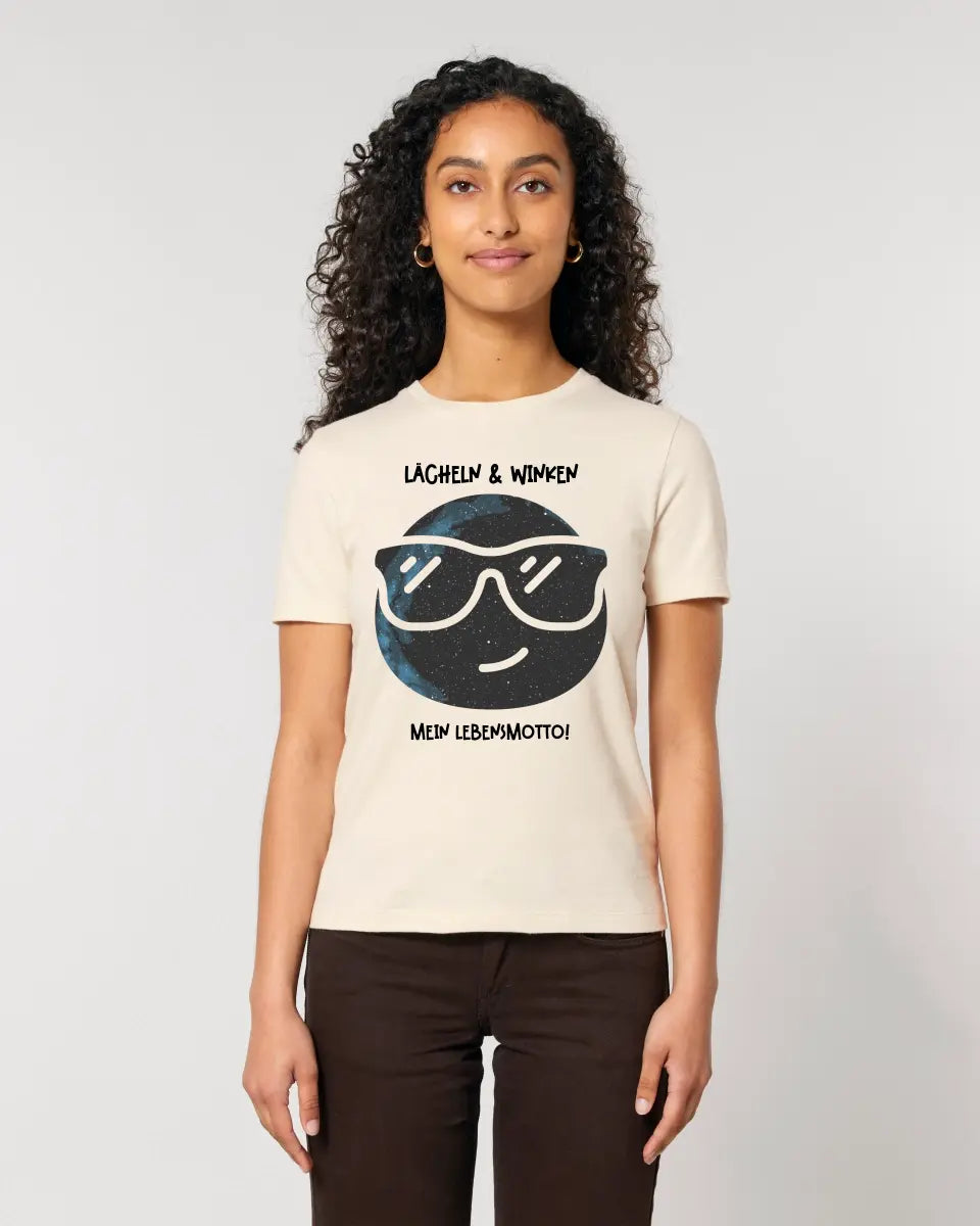 Real star map as emoticon with sunglasses + text • Ladies Premium T-Shirt XS-2XL made of organic cotton for women • Exclusive design • personalized