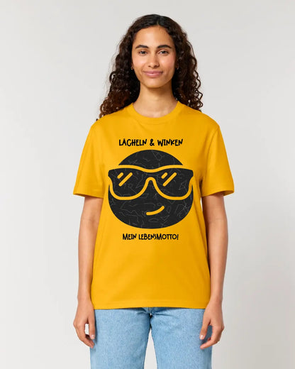 Echte Sternkarte als Emoticon mit Sonnenbrille + Text • Unisex Premium T-Shirt XS-5XL aus Bio-Baumwolle für Damen & Herren • Exklusivdesign • personalisiert