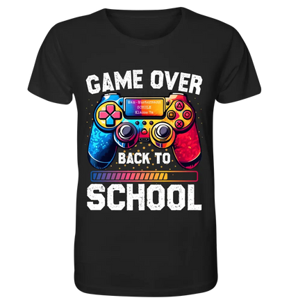 GAME OVER • BACK TO SCHOOL • Schule • Schulanfang • Unisex Premium T-Shirt XS-5XL aus Bio-Baumwolle für Damen & Herren • Exklusivdesign • personalisiert