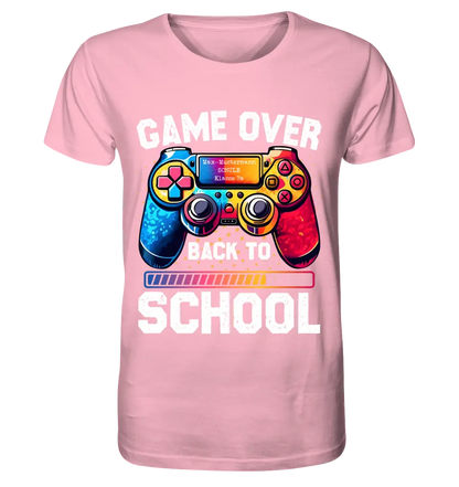 GAME OVER • BACK TO SCHOOL • Schule • Schulanfang • Unisex Premium T-Shirt XS-5XL aus Bio-Baumwolle für Damen & Herren • Exklusivdesign • personalisiert