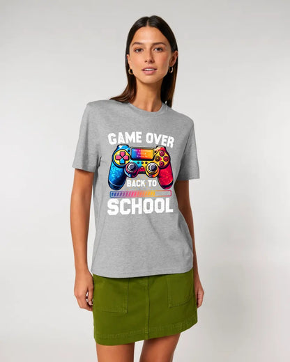 GAME OVER • BACK TO SCHOOL • Schule • Schulanfang • Unisex Premium T-Shirt XS-5XL aus Bio-Baumwolle für Damen & Herren • Exklusivdesign • personalisiert