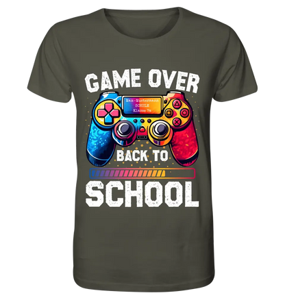 GAME OVER • BACK TO SCHOOL • School • Back to school • Unisex Premium T-Shirt XS-5XL made of organic cotton for women &amp; men • Exclusive design • personalized