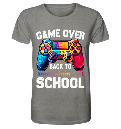 GAME OVER • BACK TO SCHOOL • Schule • Schulanfang • Unisex Premium T-Shirt XS-5XL aus Bio-Baumwolle für Damen & Herren • Exklusivdesign • personalisiert